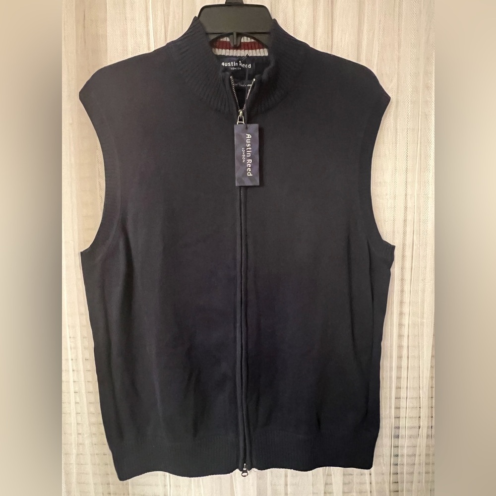 AUSTIN REED (LONDON cotton-cashmere 
PIMA SWEATER VEST LARGE - NEW fb